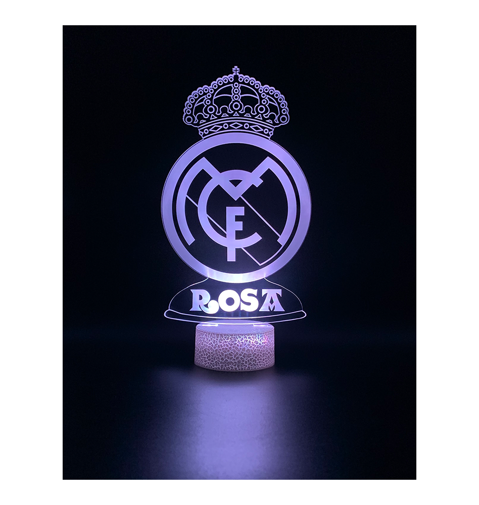 rápido Dormitorio temporal Lámpara LED Real Madrid personalizada · Regalos Originales - Creaciones  Mikeldi